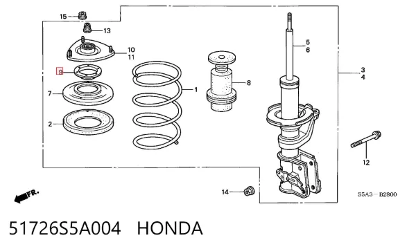 Rolamento de suporte do amortecedor dianteiro 51726S5A004 Honda