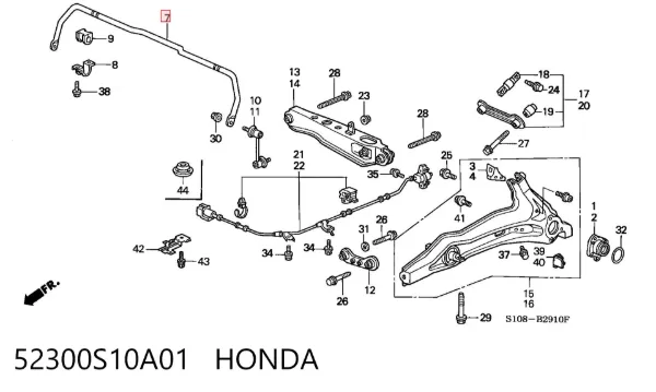 Estabilizador traseiro 52300S10A01 Honda