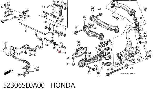 Montante de estabilizador traseiro 52306SE0A00 Honda