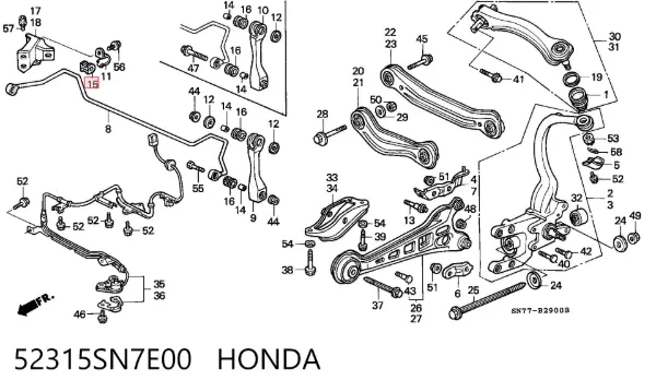 Bucha de estabilizador traseiro 52315SN7E00 Honda