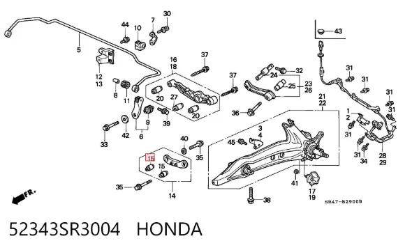 Bloco silencioso do braço oscilante inferior traseiro 52343SR3004 Honda