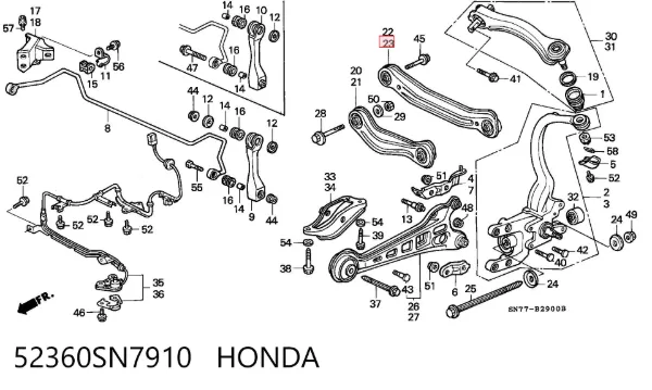 Montante esquerdo de estabilizador traseiro 52360SN7910 Honda