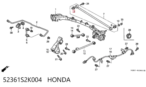 Bloco silencioso da barra Panhard (de suspensão traseira) 52361S2K004 Honda