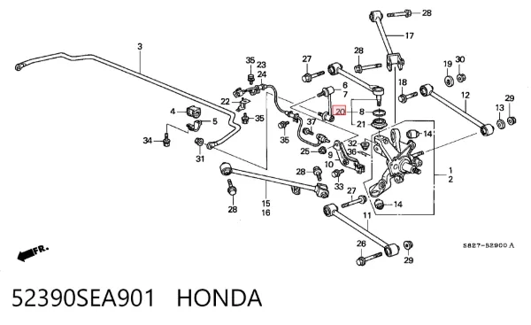 Braço oscilante superior esquerdo/direito de suspensão traseira 52390SEA901 Honda