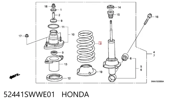 Mola traseira 52441SWWE01 Honda