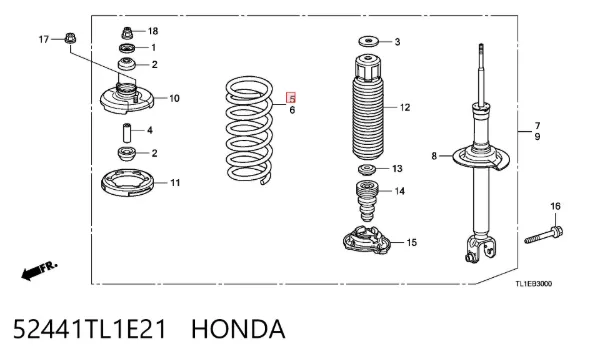Mola traseira 52441TL1E21 Honda