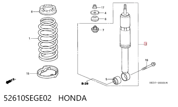 Amortecedor traseiro 52610SEGE02 Honda
