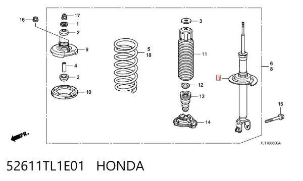 Amortecedor traseiro 52611TL1E01 Honda