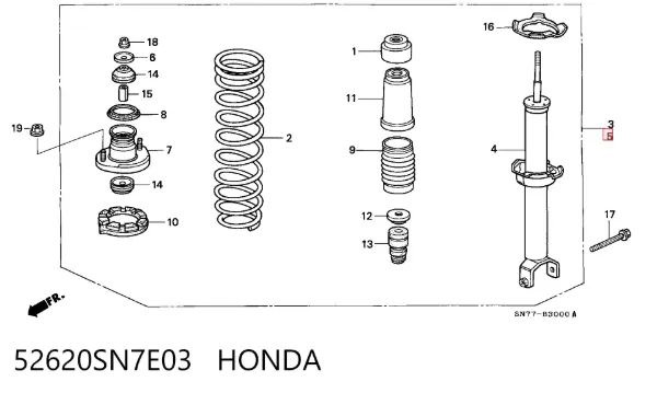 Amortecedor traseiro 52620SN7E03 Honda
