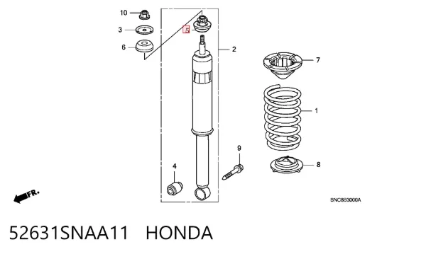 Bucha da haste de amortecedor traseiro 52631SNAA11 Honda