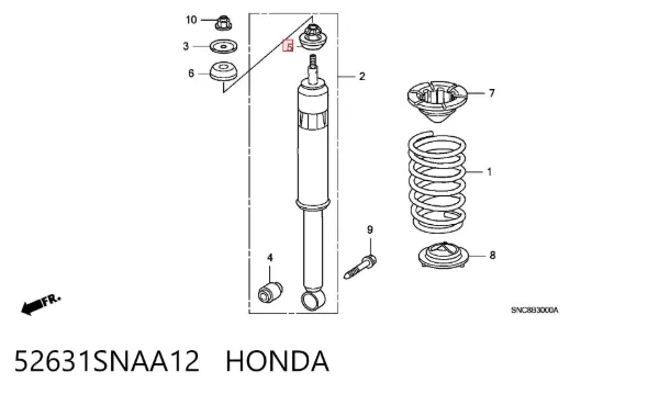 Bucha da haste de amortecedor traseiro 52631SNAA12 Honda