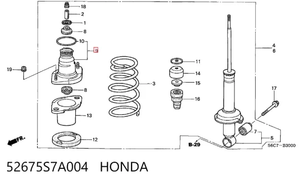 Suporte de amortecedor traseiro 52675S7A004 Honda