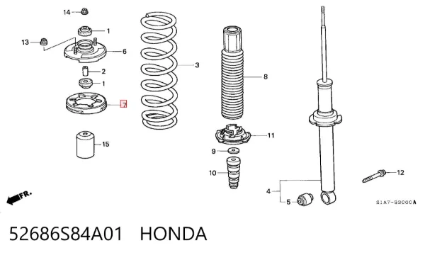 Suporte de amortecedor traseiro 52686S84A01 Honda