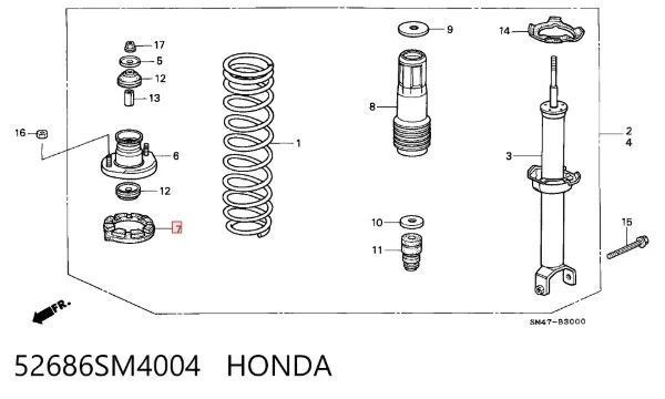 Suporte de amortecedor traseiro Honda Accord IV