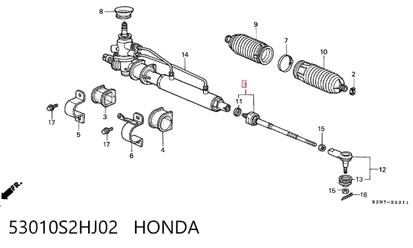 Tração de direção 53010S2HJ02 Honda