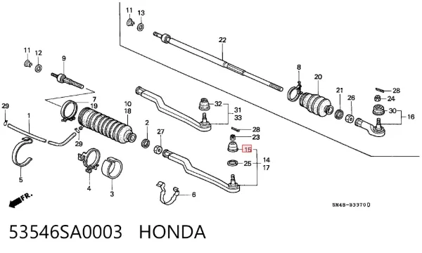 Bota de proteção da ponta de direção 53546SA0003 Honda