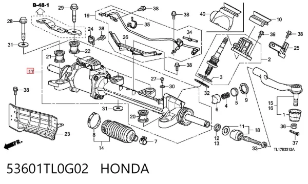 Cremalheira da direção 53601TL0G02 Honda