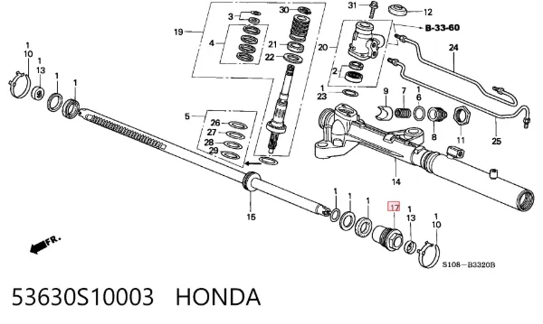 Porca de retenção da cremalheira da direção 53630S10003 Honda