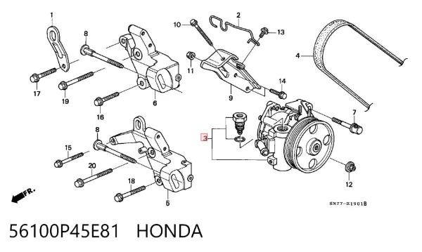 Bomba da Direção hidrâulica assistida 56100P45E81 Honda