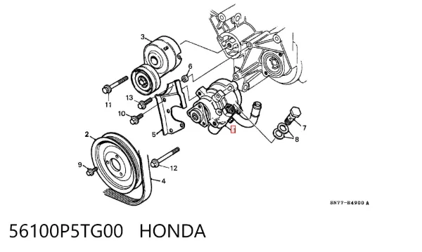 Bomba da Direção hidrâulica assistida 56100P5TG00 Honda
