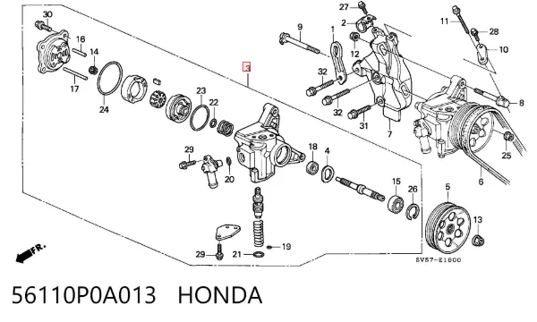 Bomba da Direção hidrâulica assistida Honda Accord V