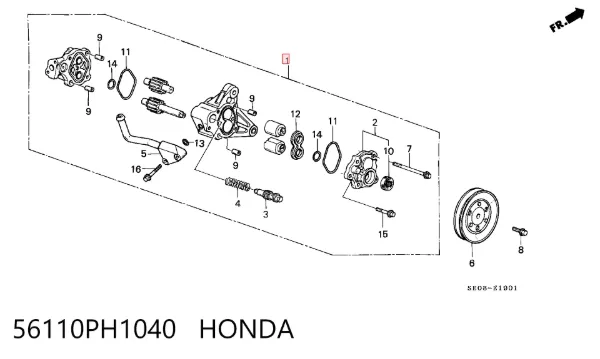 Bomba da Direção hidrâulica assistida Honda Accord III