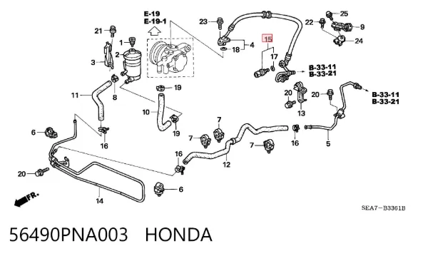 Sensor de pressão de óleo da Direção hidrâulica assistida 56490PNA003 Honda