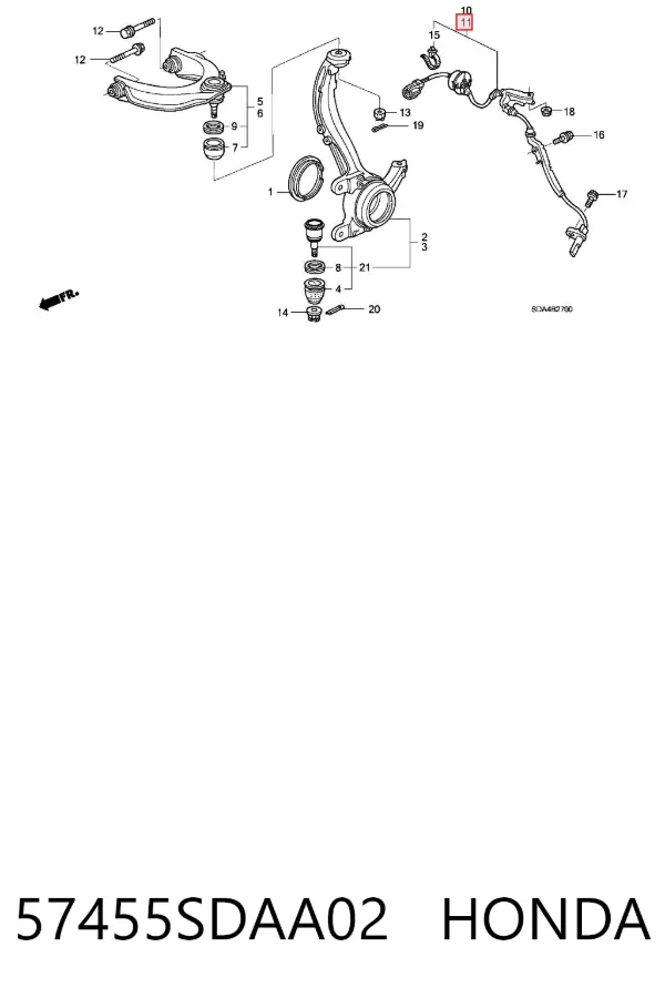 Sensor dianteiro de ABS Honda Accord VII