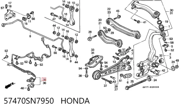 Sensor ABS traseiro direito 57470SN7950 Honda