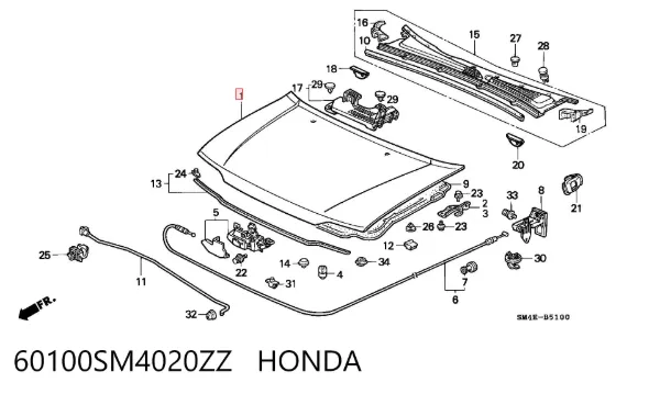 Capota 60100SM4020ZZ Honda