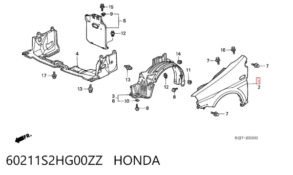 Pára-lama dianteiro direito Honda HR-V GH