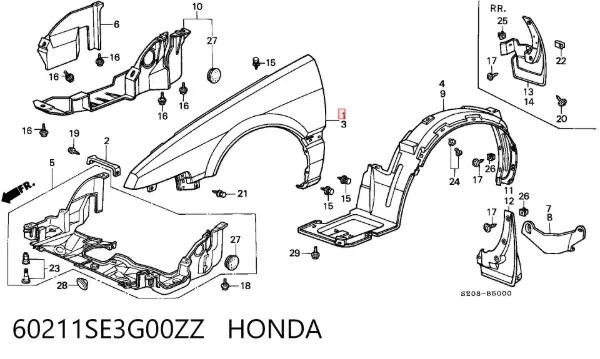 Pára-lama dianteiro direito Honda Accord III