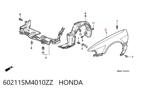 Pára-lama dianteiro direito Honda Accord IV