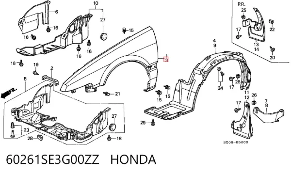 Pára-lama dianteiro esquerdo Honda Accord III