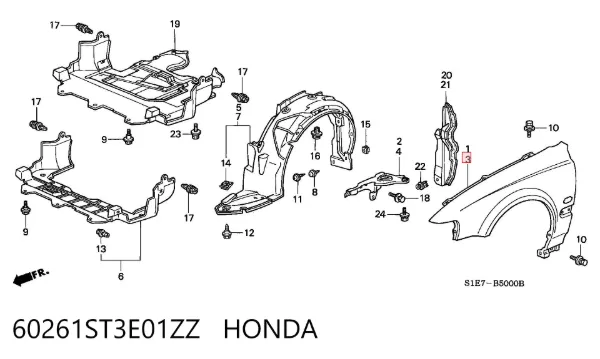 Pára-lama dianteiro esquerdo Honda Civic VI