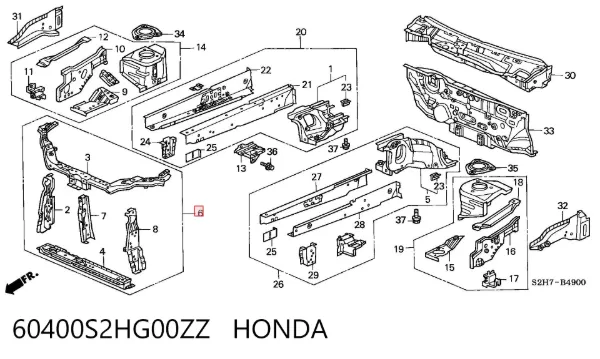 Suporte do radiador montado (painel de montagem de fixação das luzes) Honda HR-V GH