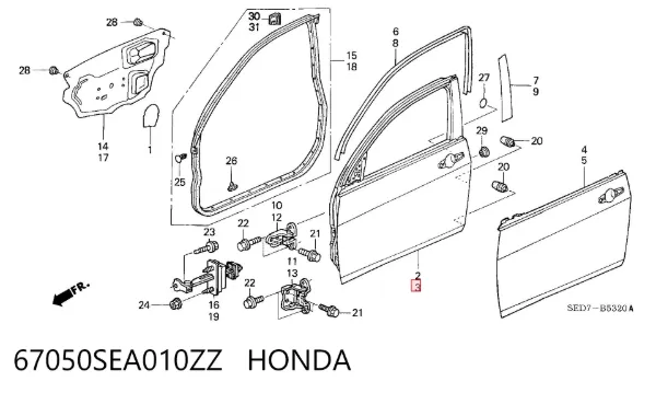 Porta dianteira esquerda 67050SEA010ZZ Honda