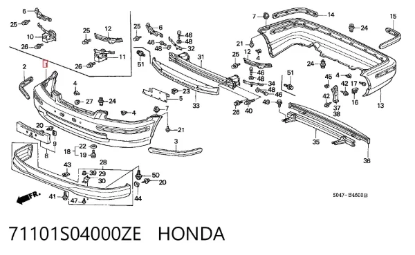 Pára-choque dianteiro 71101S04000ZE Honda