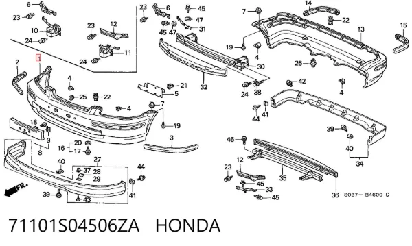 Pára-choque dianteiro 71101S04506ZA Honda
