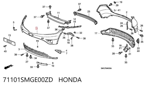 Pára-choque dianteiro 71101SMGE00ZD Honda