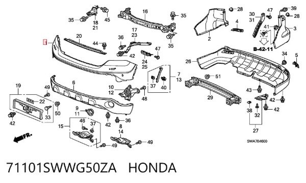 Pára-choque dianteiro Honda CR-V III