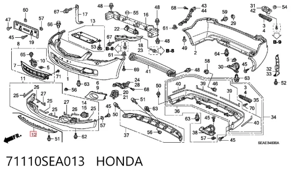 Spoiler do pára-choque dianteiro 71110SEA013 Honda