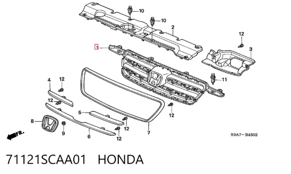 Grelha do radiador 71121SCAA01 Honda