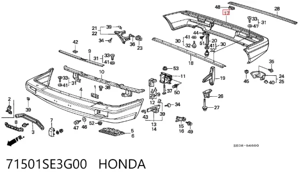 Pára-choque traseiro Honda Accord III