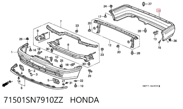 Pára-choque traseiro 71501SN7910ZZ Honda