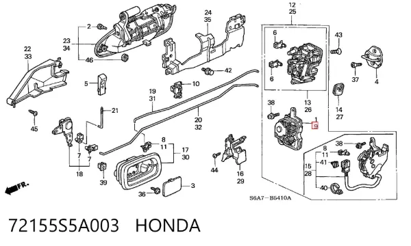 Motor acionador de abertura/fechamento da porta traseira esquerda 72155S5A003 Honda