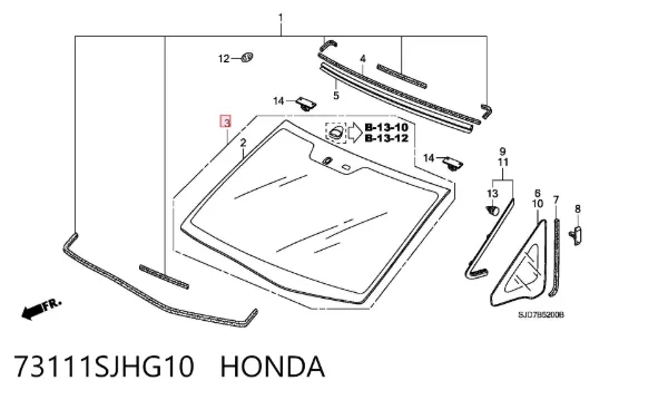 Pára-brisas 73111SJHG10 Honda