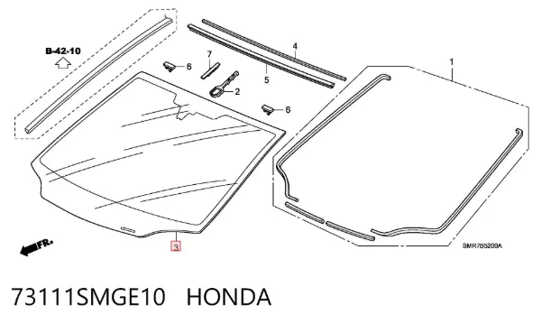 Pára-brisas 73111SMGE10 Honda