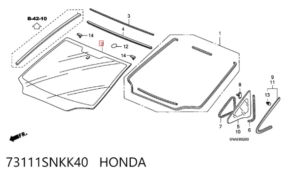 Pára-brisas 73111SNKK40 Honda
