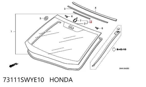Pára-brisas 73111SWYE10 Honda